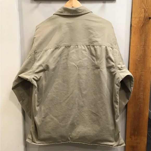 Vintage Mens Insulated Seersucker Shirt Jacket Size L Canvas Chore Barn Shacket - Picture 11 of 16